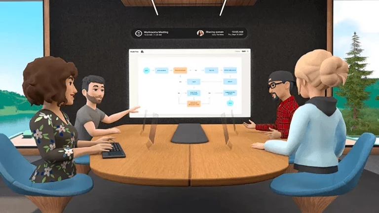 Illustration of a meeting in virtual reality