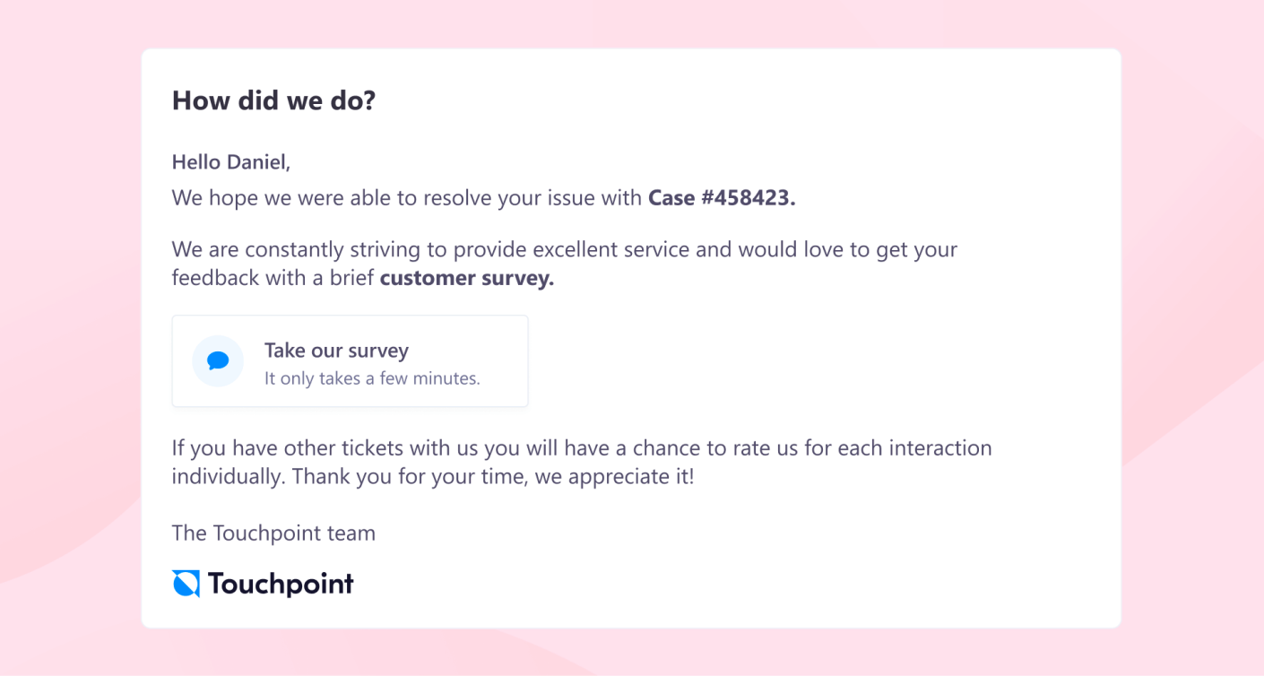 Survey request example