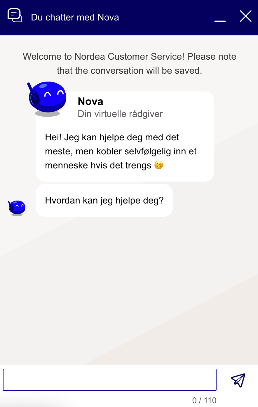 Nordea's chatbot 
