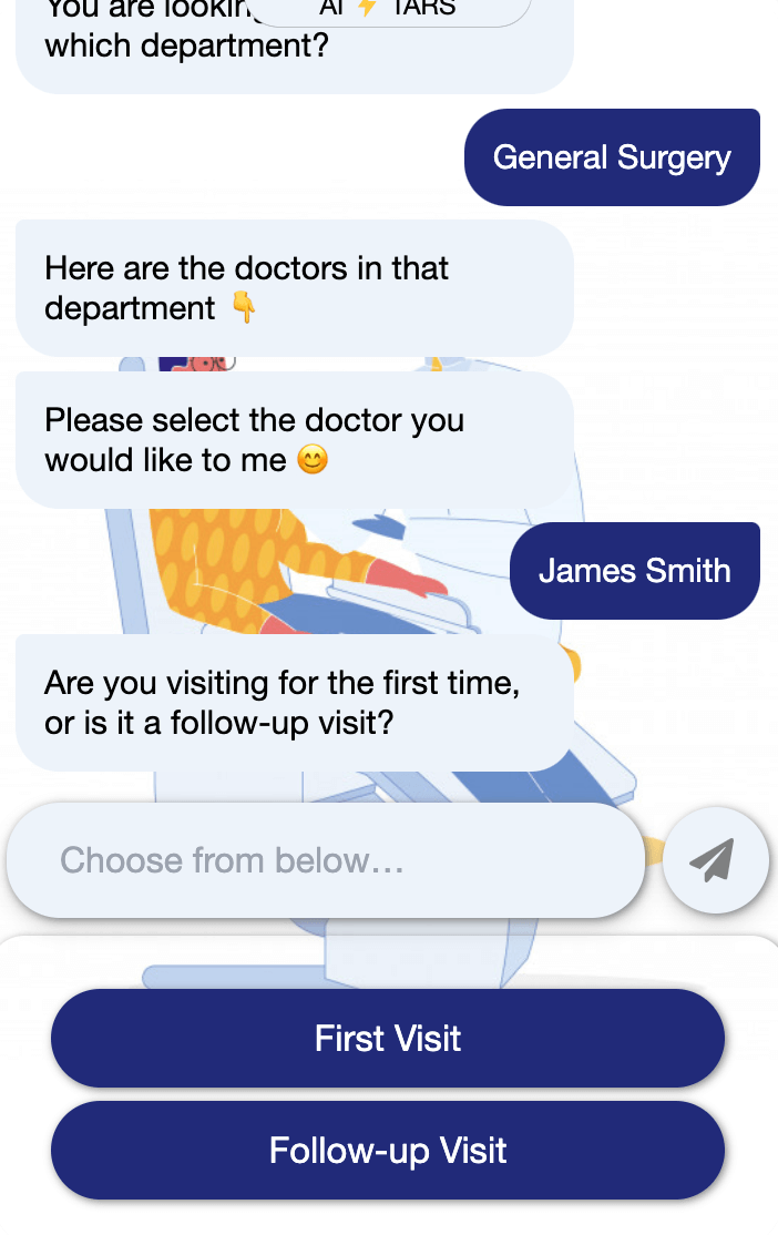 Chatbot Tars pour les rendez-vous médicaux