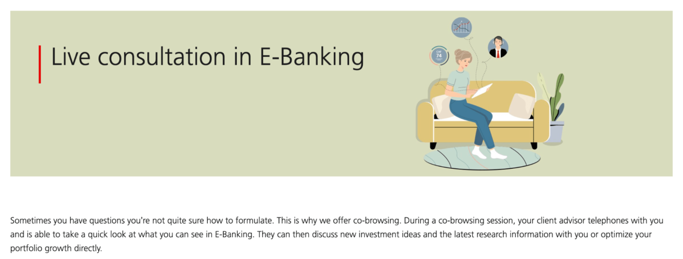 Service de co-browsing de Swiss bank UBS