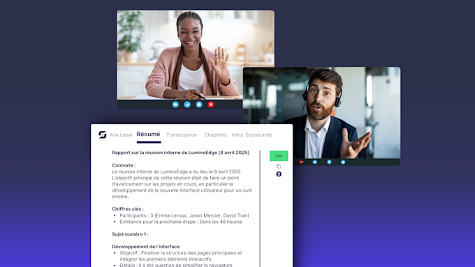 Prise de notes avec Leexi AI pendant un appel vidéo