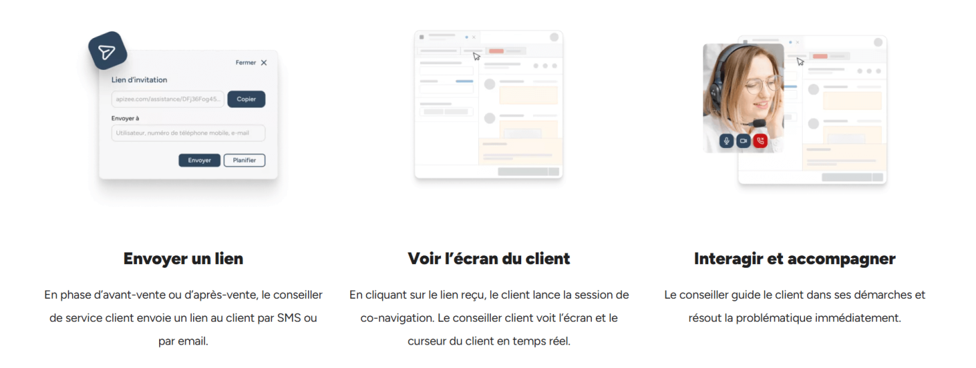 &Eacute;tapes pour le co-browsing avec la solution Apizee