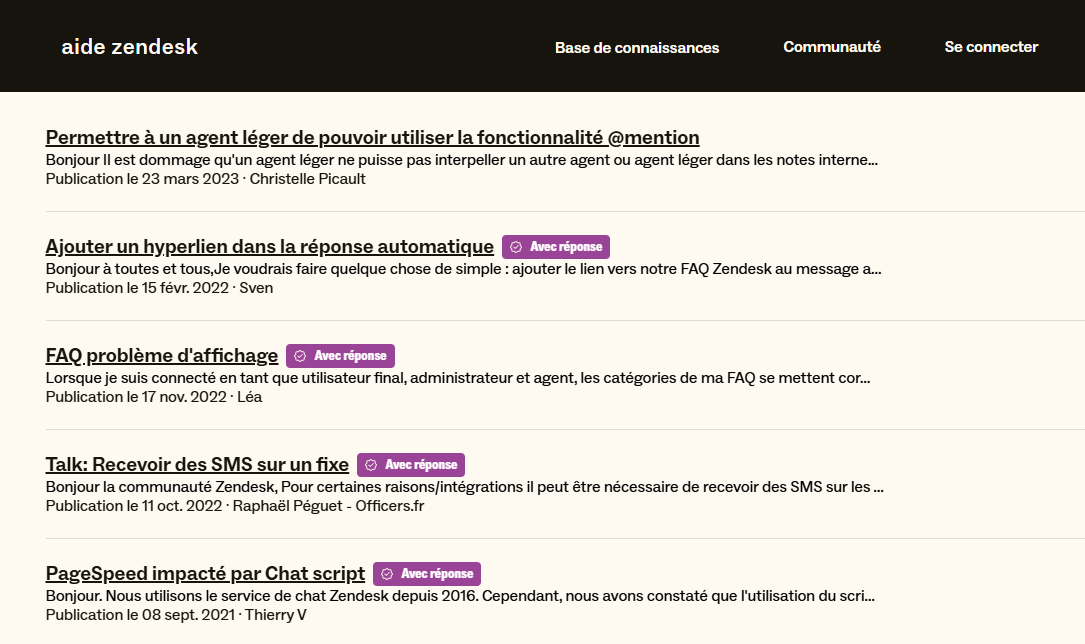 Communaut&eacute; Zendesk