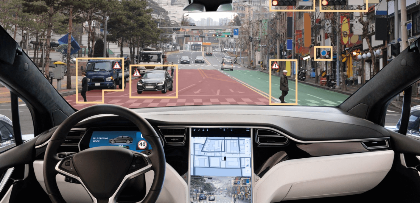 V&eacute;hicule autonome d&eacute;tectant des objets