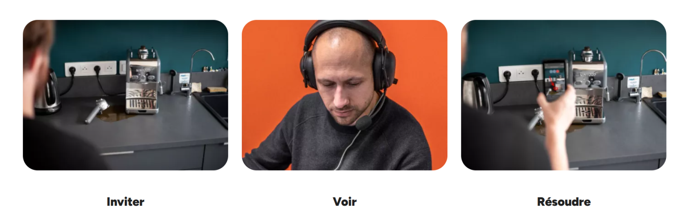Agents du service client qui utilise l'IA visuelle lors d'un appel vid&eacute;o
