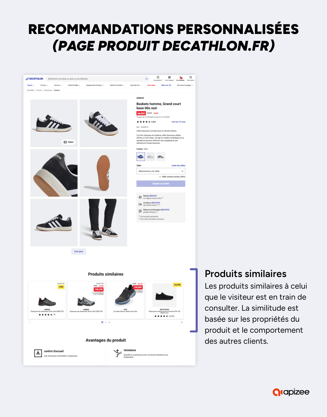 Recommandations de produits Decathlon bas&eacute;es sur l'IA